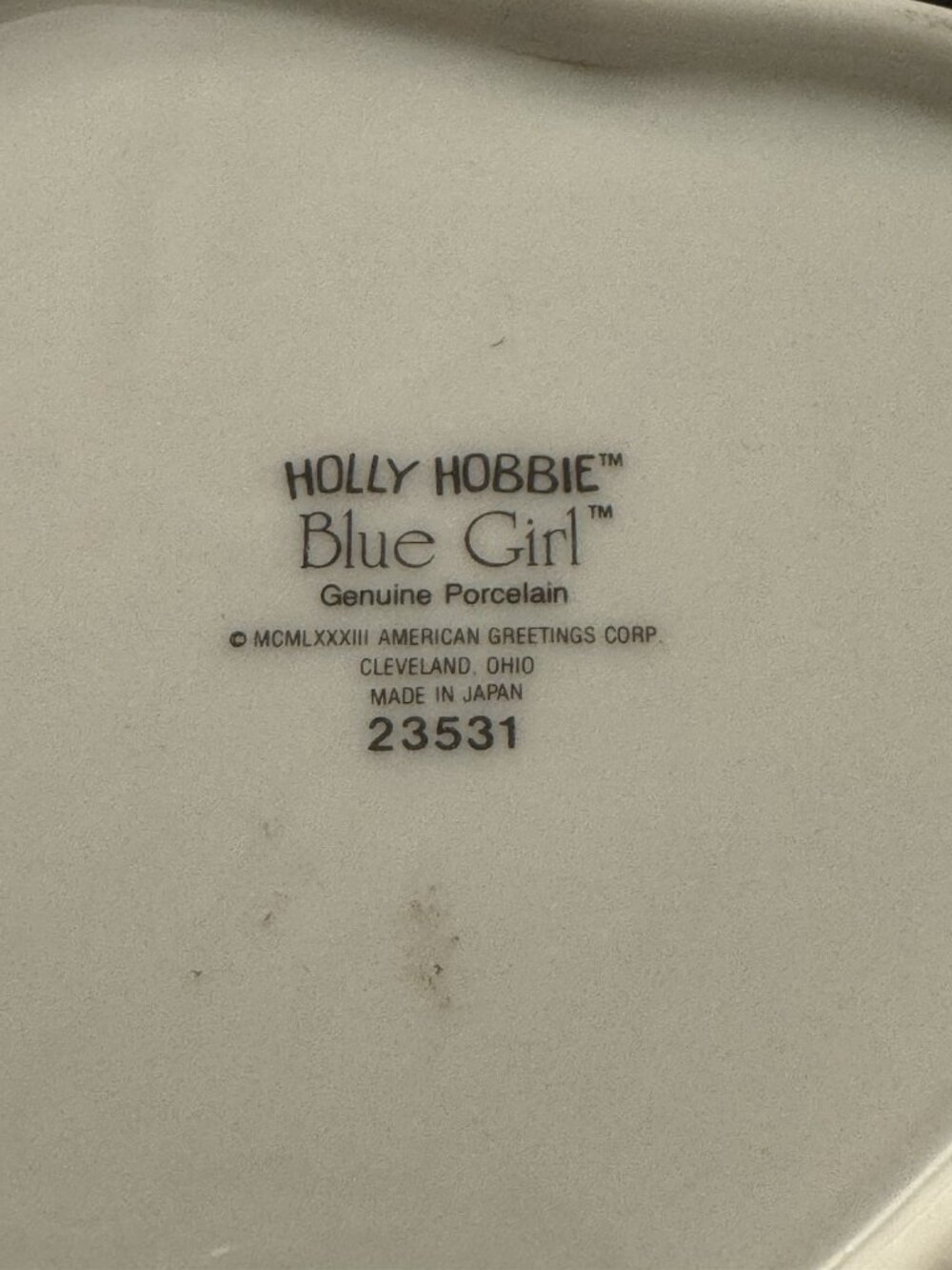 Holly Hobbie Blue Heart Shaped Porcelain Trinket Dish Vintage 1983 Japan B63 - Picture 5 of 5